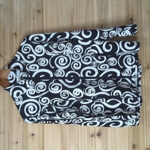 Lulu-B Black and White Swirl Zip-Front Jacket